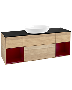 Villeroy und Boch Finion Villeroy und Boch Finion FD02HBPC 120cm, cover plate black matt, shelves Peony matt lacquer, Oak Veneer