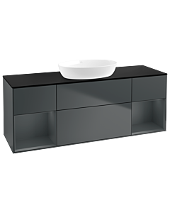 Villeroy und Boch Finion Waschtischunterschrank FD02HGHG 120cm, Abdeckplatte black matt, Regale Midnight matt lacquer, Midnight Blue Matt Lacquer