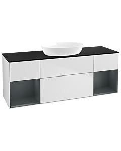 Villeroy und Boch Finion Waschtischunterschrank FD02HGMT 120cm, Abdeckplatte black matt, Regale Midnight matt lacquer, White matt lacquer