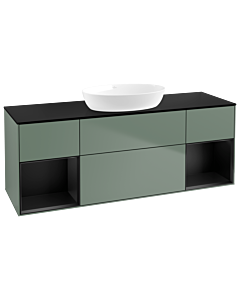 Villeroy und Boch Finion Waschtischunterschrank FD02PDGM 120cm, Abdeckplatte black matt, Regale Black matt lacquer, Olive Matt Lacquer
