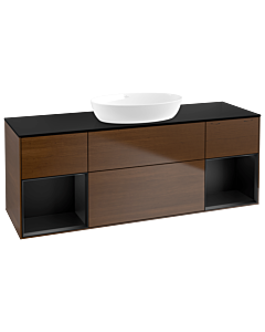 Villeroy und Boch Finion Villeroy und Boch Finion FD02PDGN 120cm, cover plate black matt, shelves black matt lacquer, walnut veneer