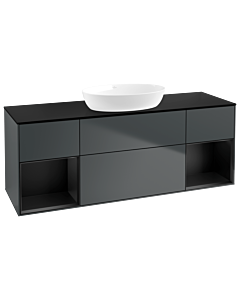 Villeroy und Boch Finion Waschtischunterschrank FD02PDHG 120cm, Abdeckplatte black matt, Regale Black matt lacquer, Midnight Blue Matt Lacquer