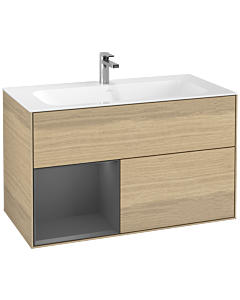 Villeroy und Boch Finion Villeroy und Boch Finion G030GKPC 99.6x59.1cm, wall lighting, shelf left anthracite matt, Oak Veneer