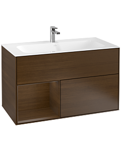 Villeroy und Boch Finion Villeroy und Boch G030GNGN 99,6x59,1cm, éclairage mural, étagère à gauche placage noyer, placage noyer