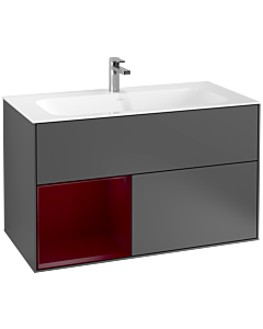 Villeroy und Boch Finion Waschtischunterschrank G030HBGK 99,6x59,1cm, Wandbeleuchtung, Regal links Peony, Anthracite matt