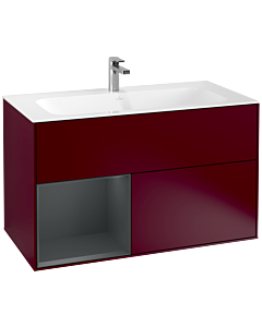 Villeroy und Boch Finion Waschtischunterschrank G030HGHB 99,6x59,1cm, Wandbeleuchtung, Regal links Midnight Blue Matt Lacquer, Peony Matt