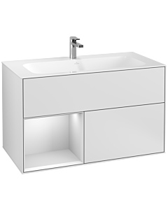 Villeroy und Boch Finion Waschtischunterschrank G030MTMT 99,6x59,1cm, Wandbeleuchtung, Regal links White matt lacquer, White matt lacquer