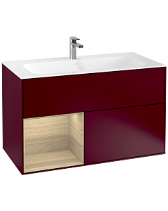Villeroy und Boch Finion Villeroy und Boch G030PCHB 99,6x59,1cm, éclairage mural, étagère à gauche Oak Veneer , Peony Matt