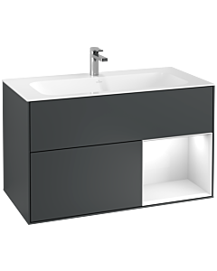 Villeroy und Boch Finion Villeroy und Boch G040GFHG 99,6x59,1cm, Emotion, étagère à droite Laque blanc brillant, Midnight Blue Matt Lacquer
