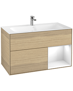 Villeroy und Boch Finion Villeroy und Boch G040GFPC 99,6x59,1cm, Emotion, étagère à droite Laque blanc brillant, Oak Veneer