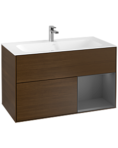 Villeroy und Boch Finion Villeroy und Boch G040GKGN 99,6x59,1cm, Emotion, étagère à droite Anthracite mat, placage noyer
