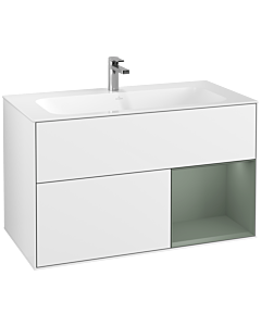 Villeroy und Boch Finion Villeroy und Boch G040GMGF 99,6x59,1cm, Emotion, étagère à droite Olive Matt Lacquer , Laque blanc brillant