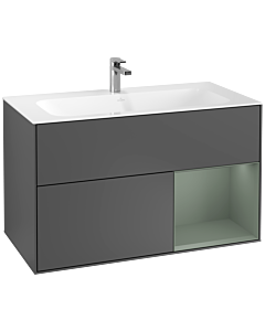 Villeroy und Boch Finion Waschtischunterschrank G040GMGK 99,6x59,1cm, Emotion, Regal rechts Olive Matt Lacquer, Anthracite matt