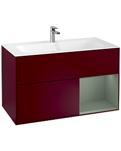 Villeroy und Boch Finion Waschtischunterschrank G040GMHB 99,6x59,1cm, Emotion, Regal rechts Olive Matt Lacquer, Peony Matt