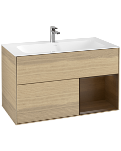Villeroy und Boch Finion Waschtischunterschrank G040GNPC 99,6x59,1cm, Emotion, Regal rechts Walnut veneer, Oak Veneer