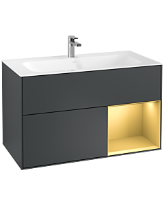 Villeroy und Boch Finion Waschtischunterschrank G040HFHG 99,6x59,1cm, Emotion, Regal rechts Gold matt, Midnight Blue Matt Lacquer