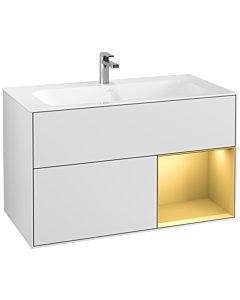 Villeroy und Boch Finion Waschtischunterschrank G040HFMT 99,6x59,1cm, Emotion, Regal rechts Gold matt, White matt lacquer