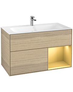 Villeroy und Boch Finion Villeroy und Boch Finion G040HFPC 99.6x59.1cm, Emotion, shelf right matt gold, Oak Veneer