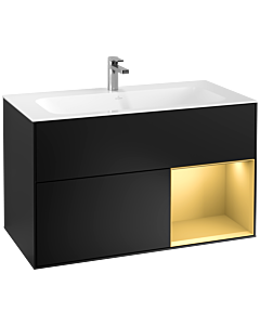 Villeroy und Boch Finion Villeroy und Boch G040HFPD 99,6x59,1cm, Emotion, étagère droite or mat, laqué noir mat