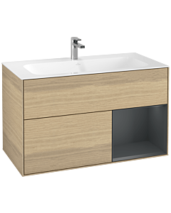 Villeroy und Boch Finion Waschtischunterschrank G040HGPC 99,6x59,1cm, Emotion, Regal rechts Midnight Blue Matt Lacquer, Oak Veneer