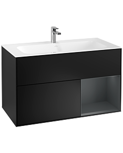 Villeroy und Boch Finion Waschtischunterschrank G040HGPD 99,6x59,1cm, Emotion, Regal rechts Midnight Blue Matt Lacquer, Black matt lacquer