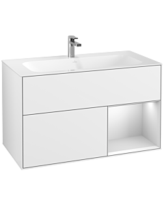Villeroy und Boch Finion Villeroy und Boch G040MTGF 99,6x59,1cm, Emotion, étagère à droite laqué blanc mat, laqué blanc brillant
