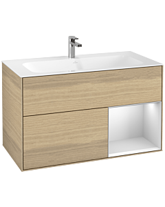 Villeroy und Boch Finion Villeroy und Boch G040MTPC 99,6x59,1cm, Emotion, étagère à droite laqué blanc mat, Oak Veneer
