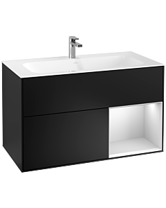 Villeroy und Boch Finion Villeroy und Boch G040MTPD 99,6x59,1cm, Emotion, étagère à droite laqué blanc mat, laqué noir mat