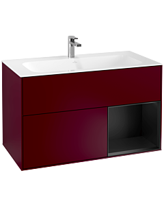 Villeroy und Boch Finion Villeroy und Boch G040PDHB 99,6x59,1cm, Emotion, étagère à droite Laque noire mate, Peony Matt