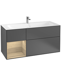 Villeroy und Boch Finion Waschtischunterschrank G060PCGK 119,6x59,1cm, Emotion, Regal links Oak Veneer, Anthracite matt
