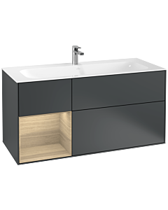 Villeroy und Boch Finion Waschtischunterschrank G060PCHG 119,6x59,1cm, Emotion, Regal links Oak Veneer, Midnight Blue Matt Lacquer