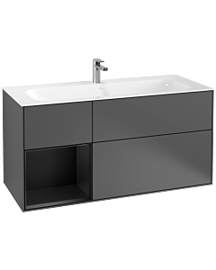 Villeroy und Boch Finion Waschtischunterschrank G060PDGK 119,6x59,1cm, Emotion, Regal links Black matt lacquer, Anthracite matt