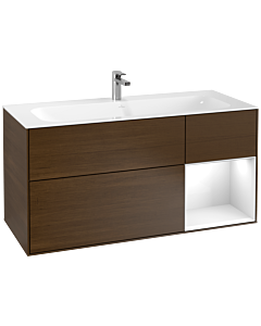 Villeroy und Boch Finion Waschtischunterschrank G070GFGN 119,6x59,1cm, Emotion, Regal rechts Glossy white lacquer, Walnut veneer