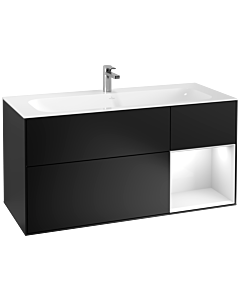 Villeroy und Boch Finion Villeroy und Boch G070GFPD 119,6x59,1cm, Emotion, étagère à droite Laque blanc brillant, Laque noire mate