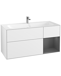 Villeroy und Boch Finion Villeroy und Boch G070GKGF 119,6x59,1cm, Emotion, étagère à droite Anthracite mat, Laque blanc brillant