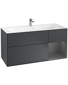 Villeroy und Boch Finion Waschtischunterschrank G070GKHG 119,6x59,1cm, Emotion, Regal rechts Anthracite matt, Midnight Blue Matt Lacquer