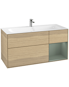 Villeroy und Boch Finion Waschtischunterschrank G070GMPC 119,6x59,1cm, Emotion, Regal rechts Olive Matt Lacquer, Oak Veneer