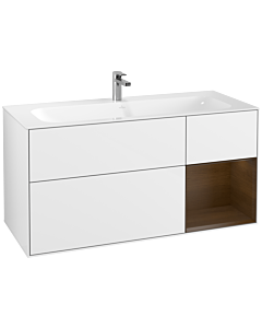 Villeroy und Boch Finion Villeroy und Boch G070GNGF 119,6x59,1cm, Emotion, étagère à droite Placage noyer, Laque blanc brillant