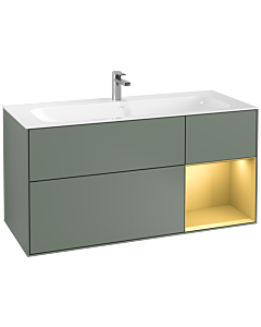 Villeroy und Boch Finion Waschtischunterschrank G070HFGM 119,6x59,1cm, Emotion, Regal rechts Gold matt, Olive Matt Lacquer