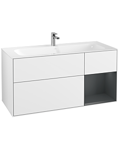 Villeroy und Boch Finion Villeroy und Boch G070HGGF 119,6x59,1cm, Emotion, étagère à droite Midnight Blue Matt Lacquer , Laque blanc brillant