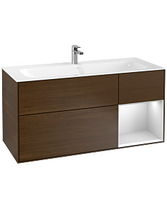 Villeroy und Boch Finion Villeroy und Boch G070MTGN 119,6x59,1cm, Emotion, étagère à droite laqué blanc mat, placage noyer
