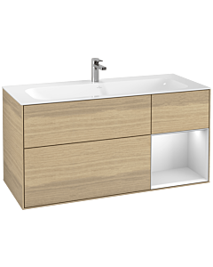 Villeroy und Boch Finion Villeroy und Boch G070MTPC 119,6x59,1cm, Emotion, étagère droite blanc laqué mat, Oak Veneer