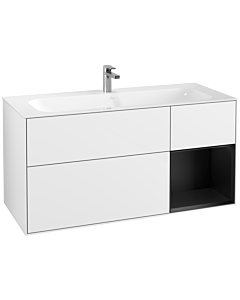 Villeroy und Boch Finion Villeroy und Boch G070PDGF 119,6x59,1cm, Emotion, étagère à droite Laque noire mate, Laque blanc brillant