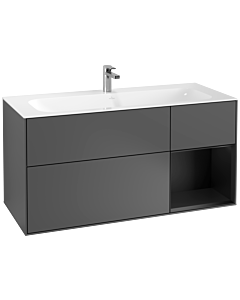 Villeroy und Boch Finion Villeroy und Boch G070PDGK 119,6x59,1cm, Emotion, étagère à droite laqué noir mat, anthracite mat