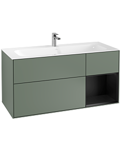 Villeroy und Boch Finion Waschtischunterschrank G070PDGM 119,6x59,1cm, Emotion, Regal rechts Black matt lacquer, Olive Matt Lacquer