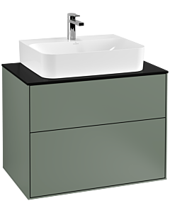 Villeroy und Boch Finion Waschtischunterschrank G09200GM 80x60,3x50,1cm, Emotion, Abdeckplatte black matt, Olive Matt Lacquer