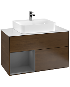 Villeroy und Boch Finion Villeroy und Boch Finion G111GKGN 100cm, cover plate white matt, Emotion, shelf left anthracite matt, walnut veneer