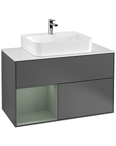 Villeroy und Boch Finion Villeroy und Boch Finion G111GMGK 100cm, cover plate white matt, Emotion, shelf left Olive Matt Lacquer , anthracite matt