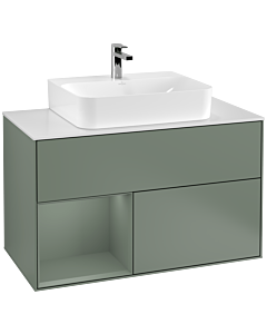 Villeroy und Boch Finion Villeroy und Boch Finion G111GMGM 100cm, cover plate white matt, Emotion, shelf left Olive Matt Lacquer , Olive Matt Lacquer