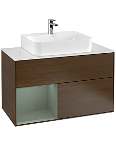 Villeroy und Boch Finion Villeroy und Boch Finion G111GMGN 100cm, cover plate white matt, Emotion, shelf on the left Olive Matt Lacquer , Olive Matt Lacquer veneer